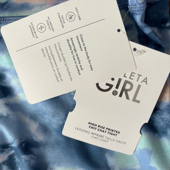 ATHLETA Girl High Rise Chit Chat Tight Leggings Tie Dye Blue 16 XXL NEW NWT - Picture 3 of 5